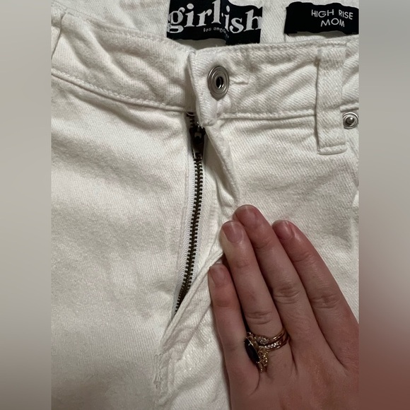 Girlish White High Rise Mom Fit Distressed Jeans - Picture 6 of 13